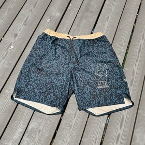 Stance Men's XL Blue Butter Blend Leopard Print Peace Athletic Shorts Logo